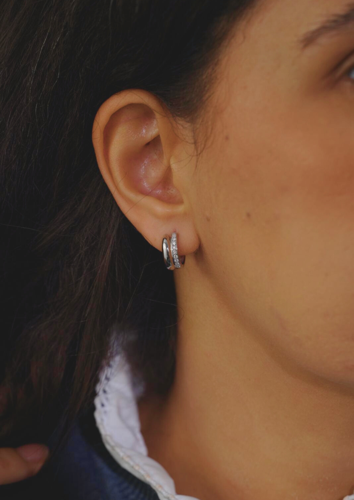 Selene Pavé Dome Huggie Earrings