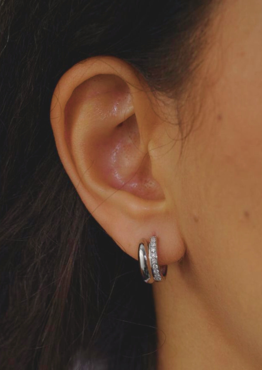 Selene Pavé Dome Huggie Earrings