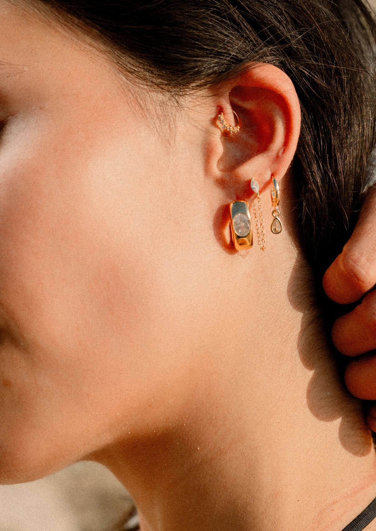 Danae Pear-Cut Bezel Pendant Earrings