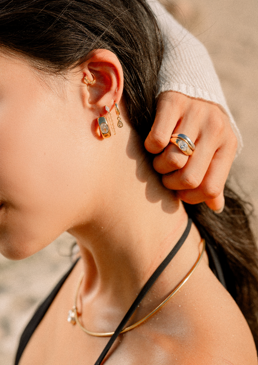 Danae Pear-Cut Bezel Pendant Earrings