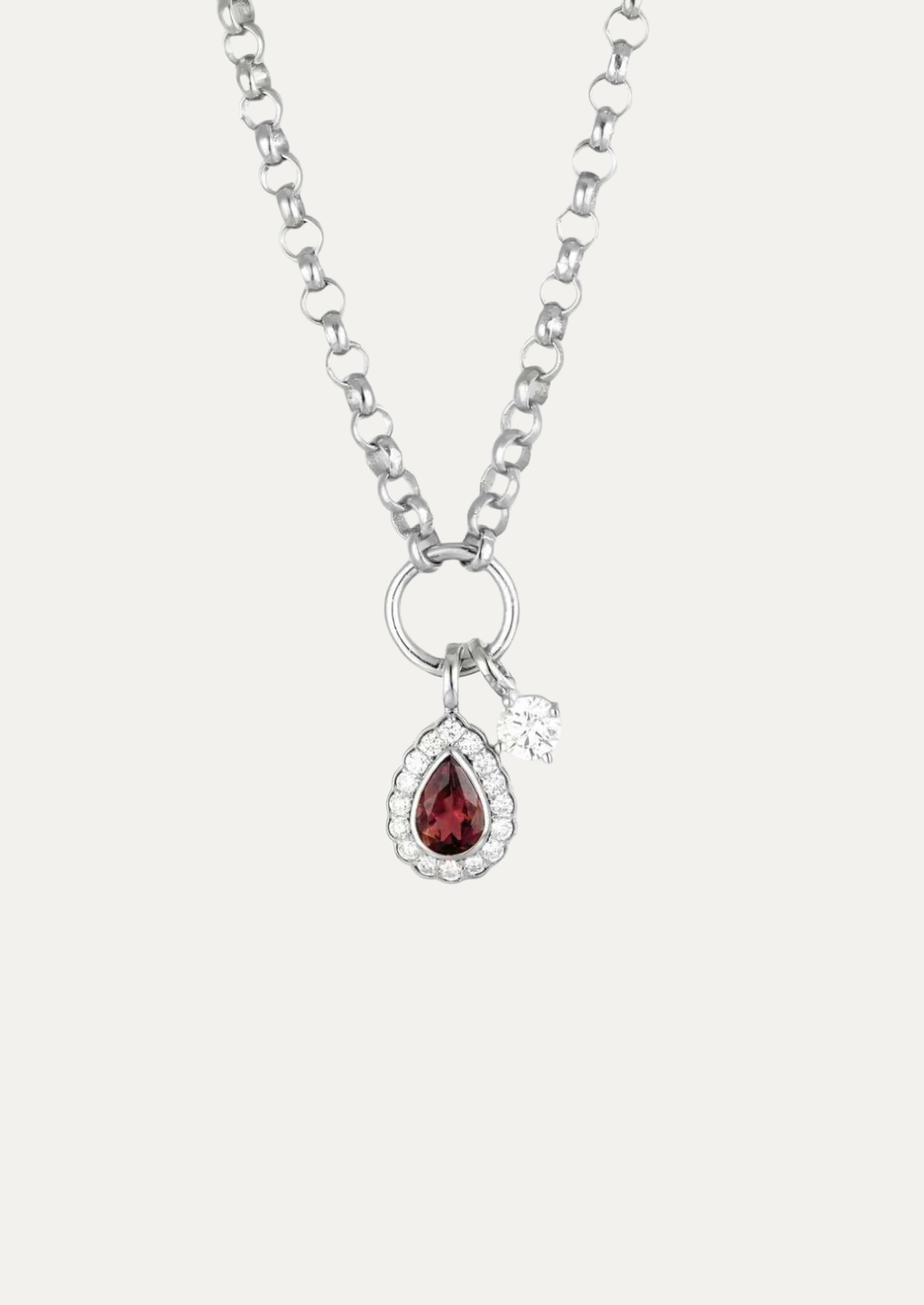 Ruman Pear Halo Tourmaline Gemstone Charm Pendant