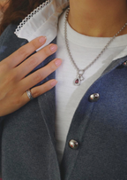 Ruman Pear Halo Tourmaline Gemstone Charm Pendant