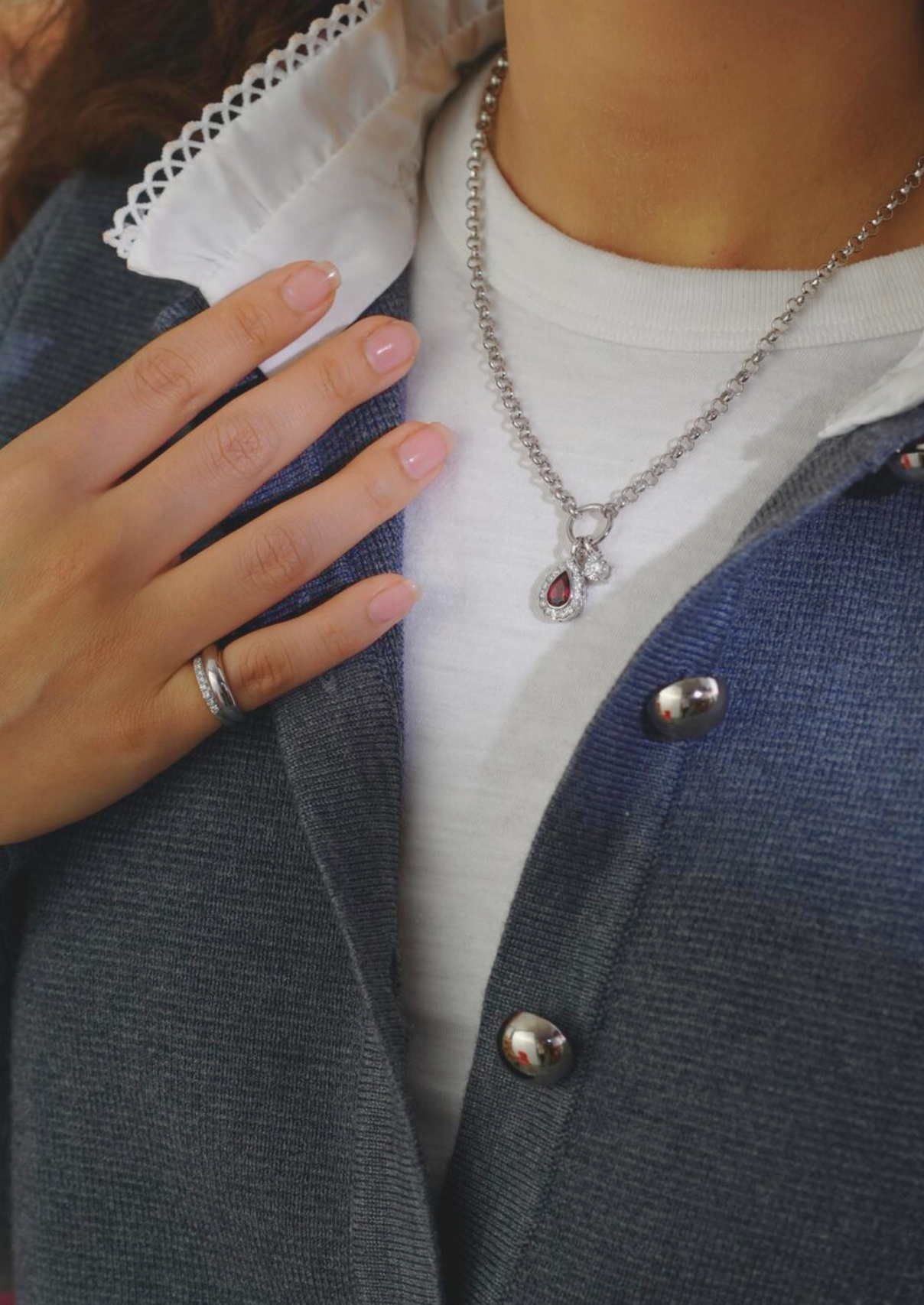 Ruman Pear Halo Tourmaline Gemstone Charm Pendant