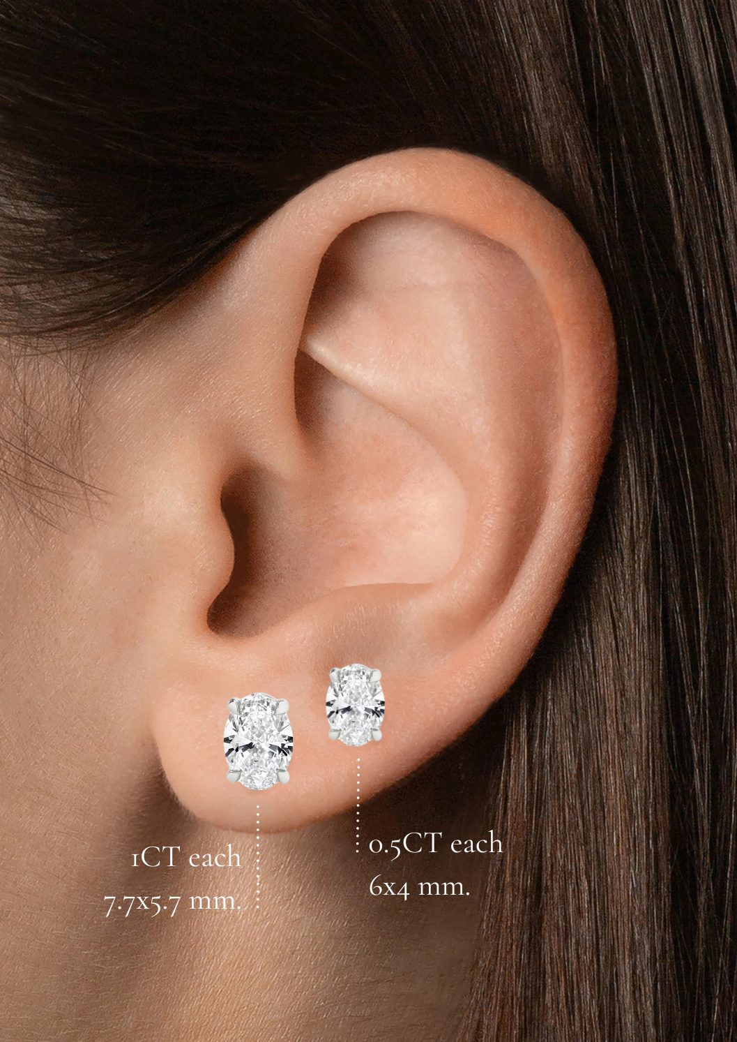 Elena Oval-Cut Diamond Stud Earrings