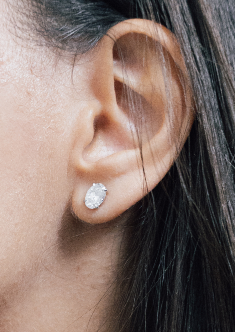 Elena Oval-Cut Diamond Stud Earrings - Daiya Jewels 