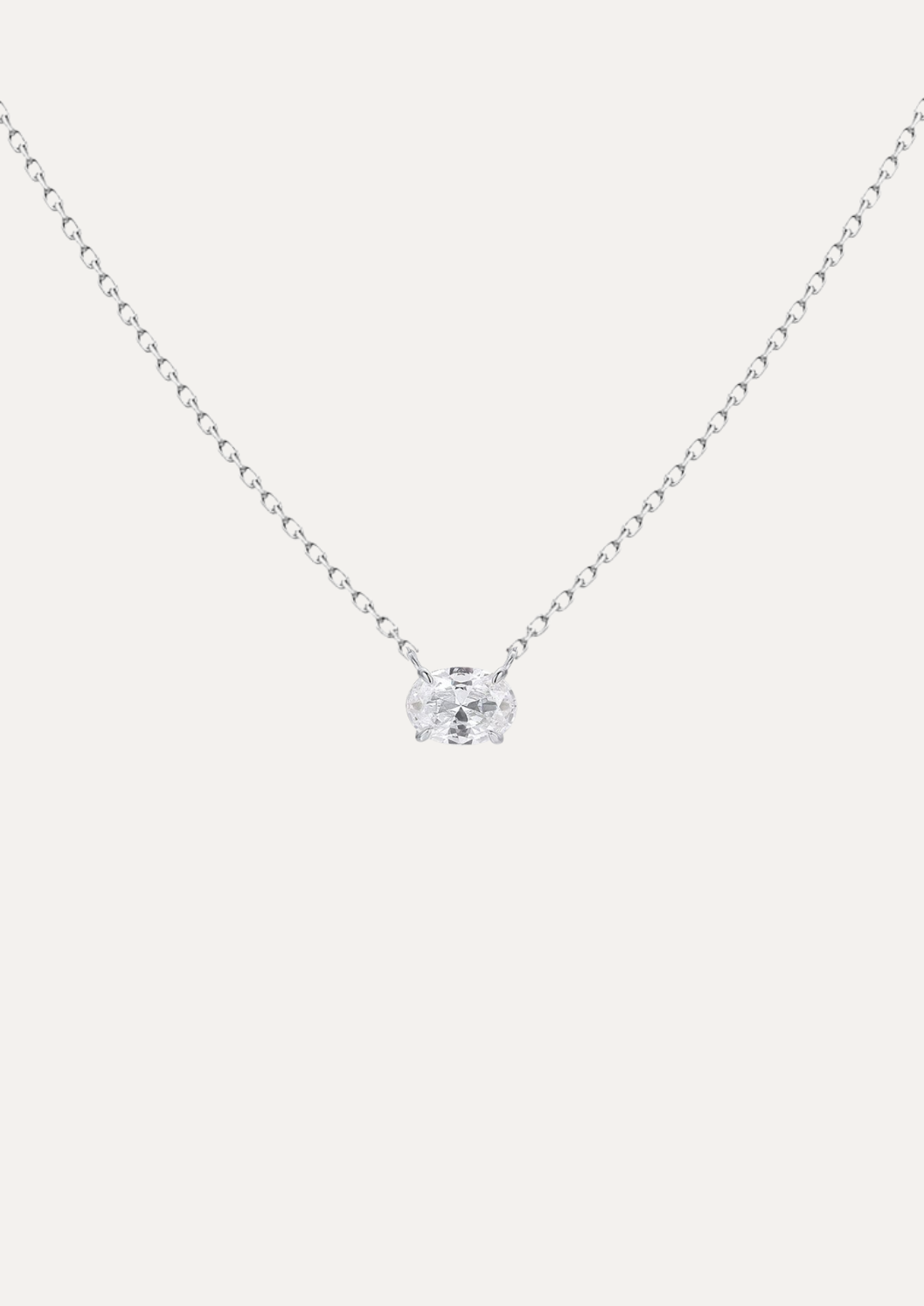 Elena Oval Diamond Solitaire Necklace - Daiya Jewels  Main image