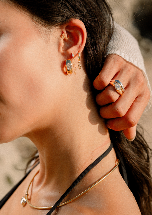 Mara Oval-Cut Dome Diamond Earrings