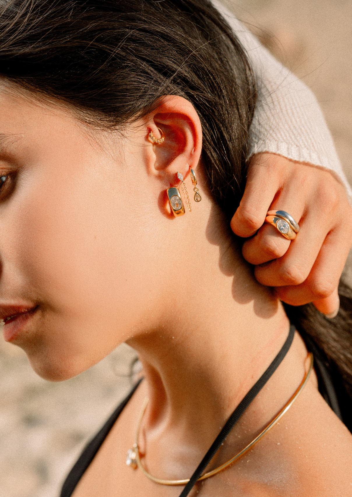 Azure Marquise-Cut Chain Earrings Secondary image