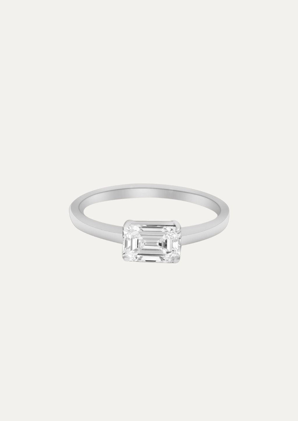Linea East-West Emerald Solitaire Ring - Daiya Jewels 
