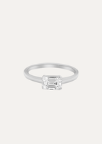 Linea East-West Emerald Solitaire Ring - Daiya Jewels 