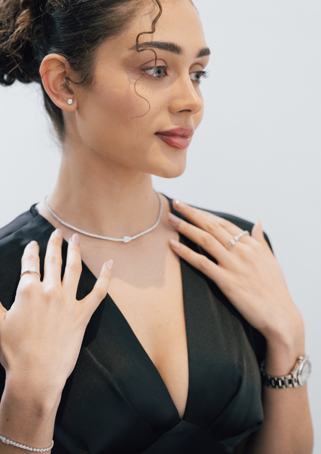 Sofia Round & Emerald-Cut Diamond Tennis Necklace Secondary image